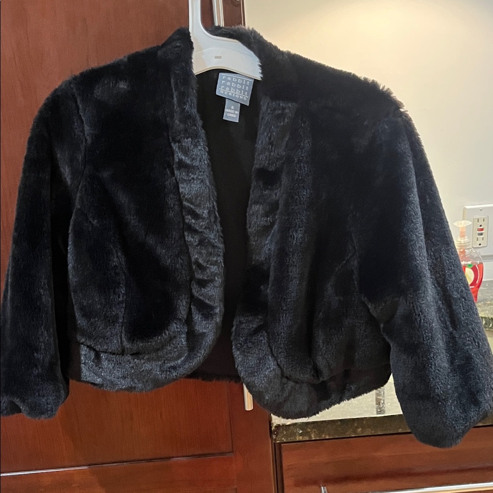 Black Faux Fur Bolero Jacket